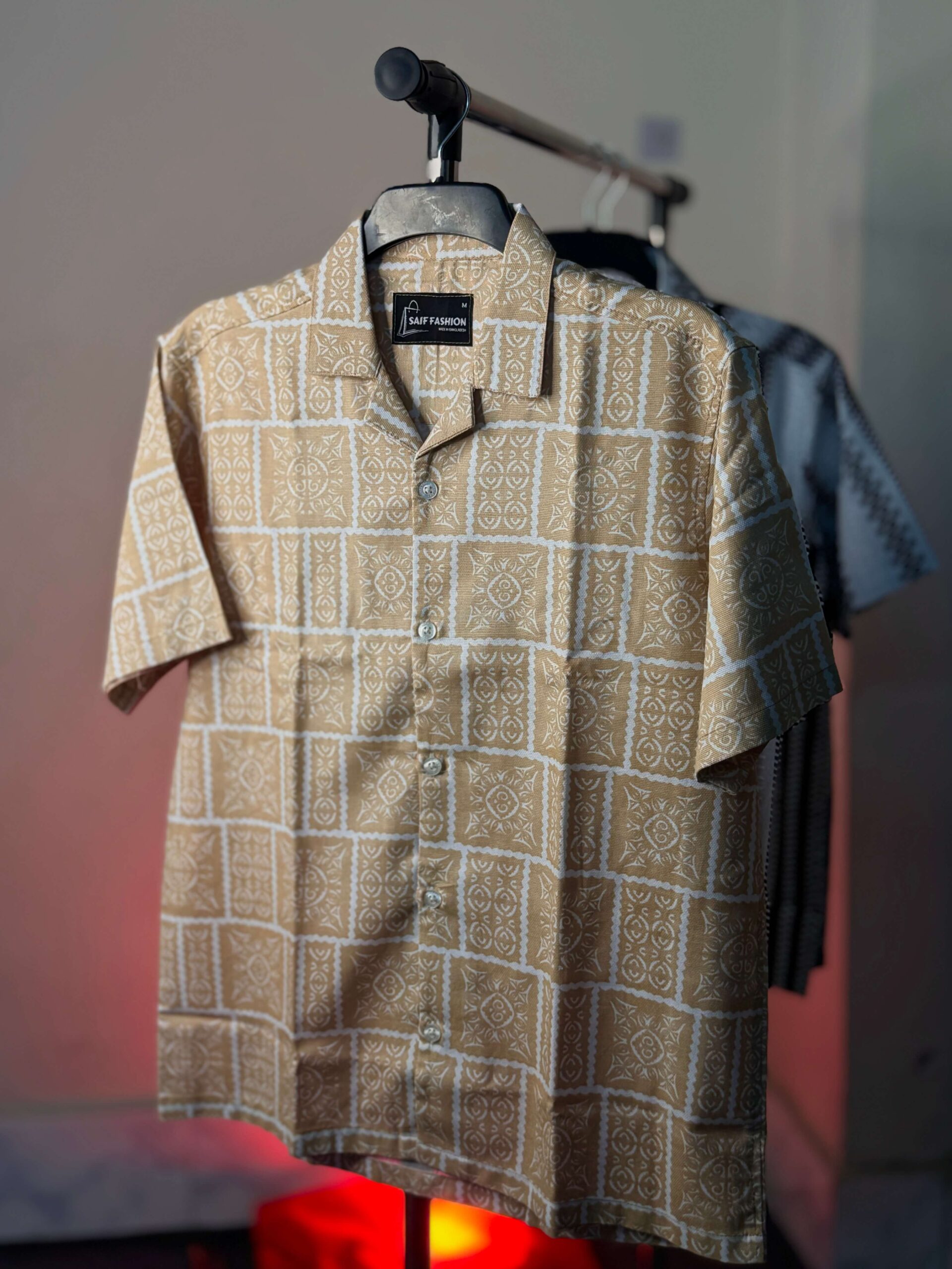 DROP SHOULDER CUBAN SHIRT (OVERSIZED) – Creamy Beige