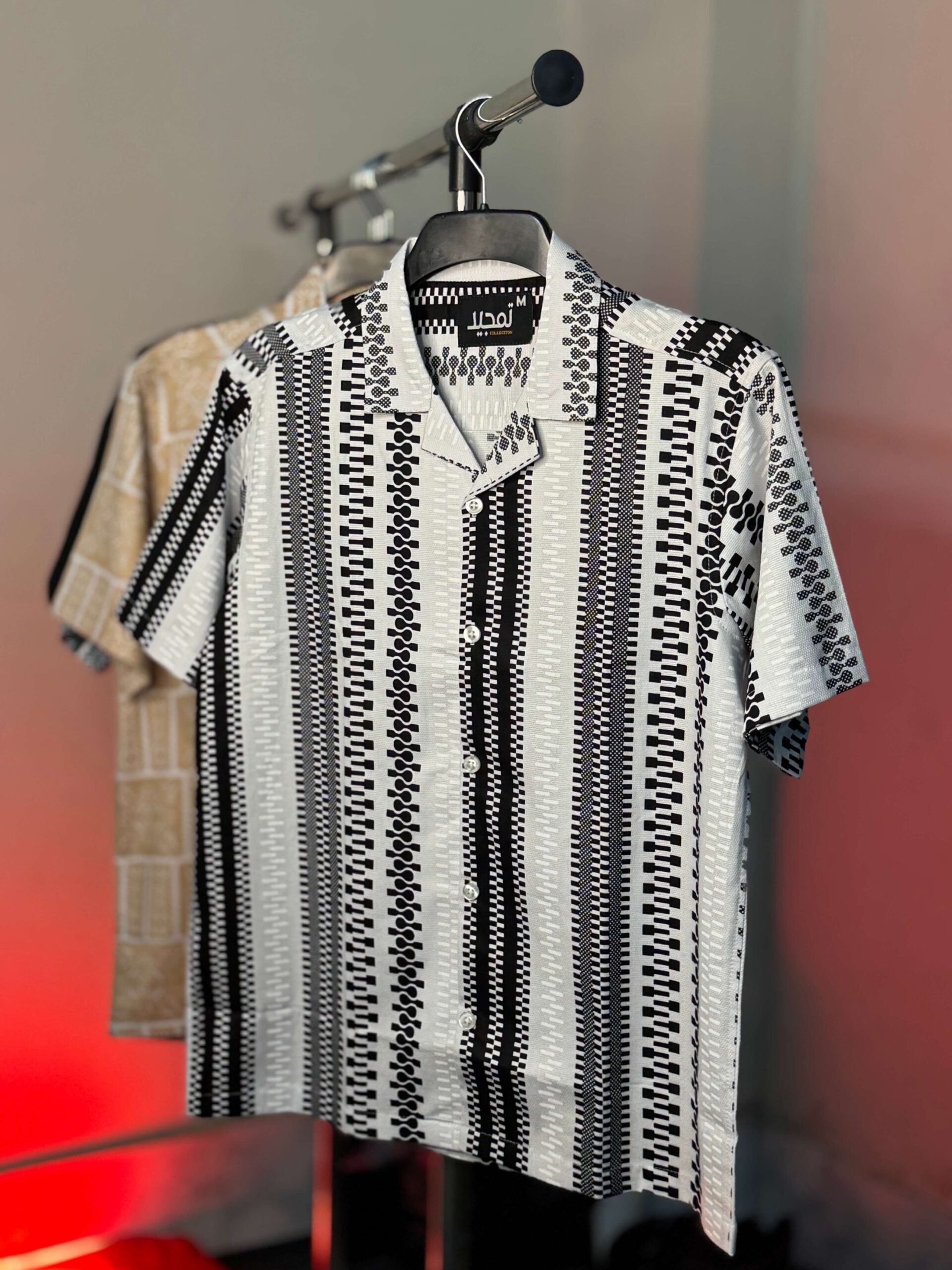 DROP SHOULDER CUBAN SHIRT (OVERSIZED) – Black & White